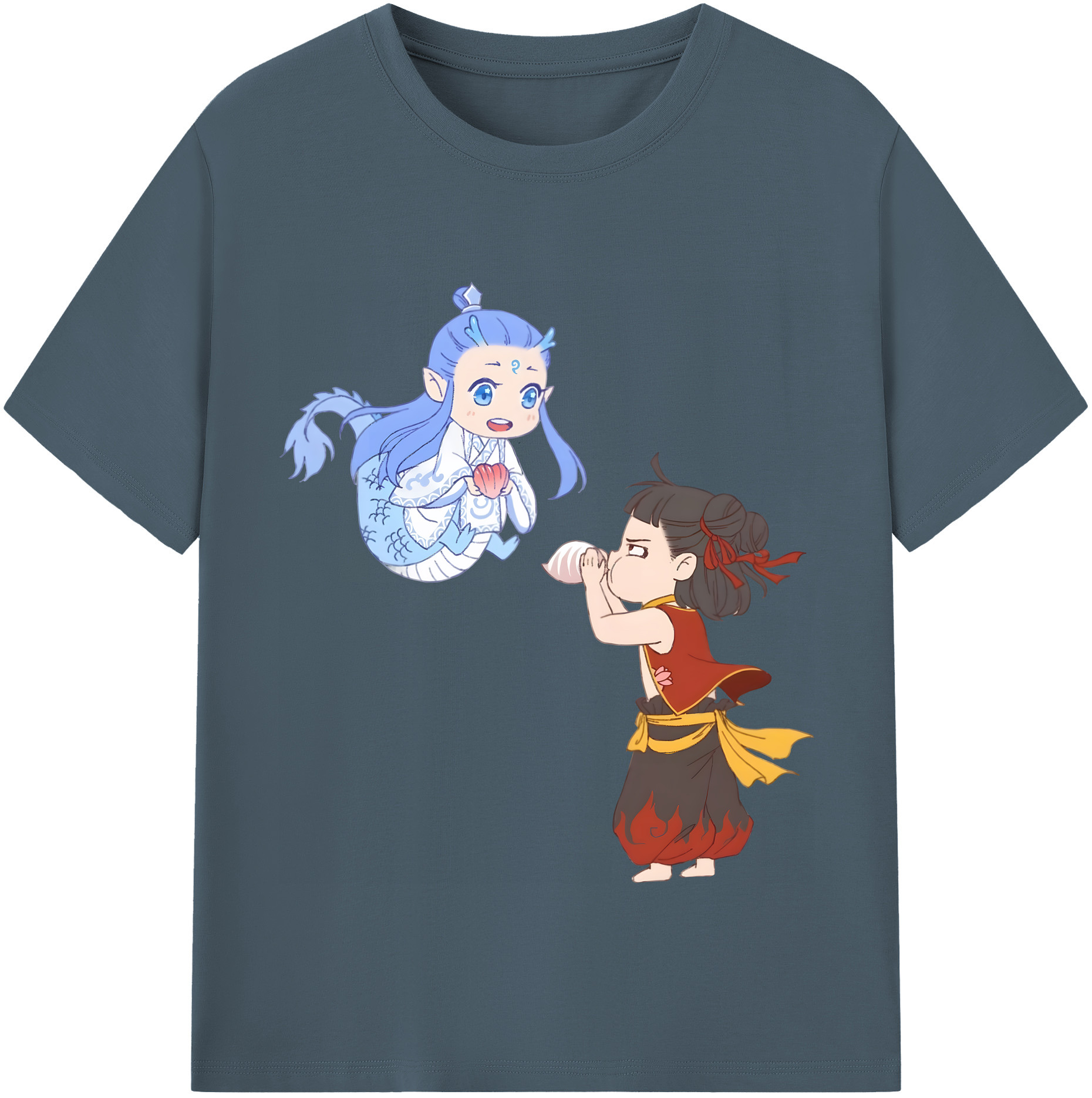 （画像用） Ne Zha 2 ナタ 魔童の大暴れ 綿100％半袖Tシャツ（フロントプリント）